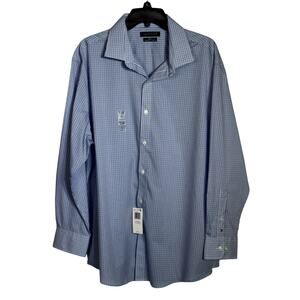 Tommy Hilfiger Men's Flex Slim Fit Stretch Twill Dress Shirt Blue 17.5 32/33 $85